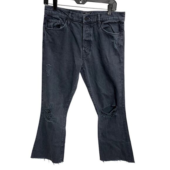 Mother Denim Jeans The Nomad Crop Fray Faded Black Size 26 Grunge Emo Goth - Picture 1 of 5